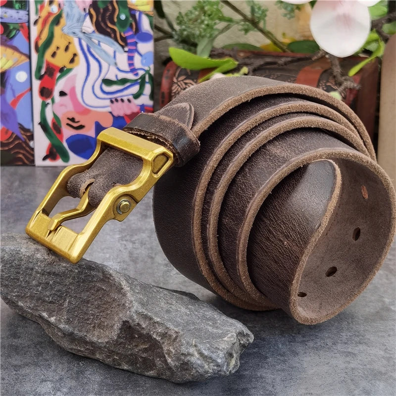 Solid Brass Retro Style Belt Buckle for Men
